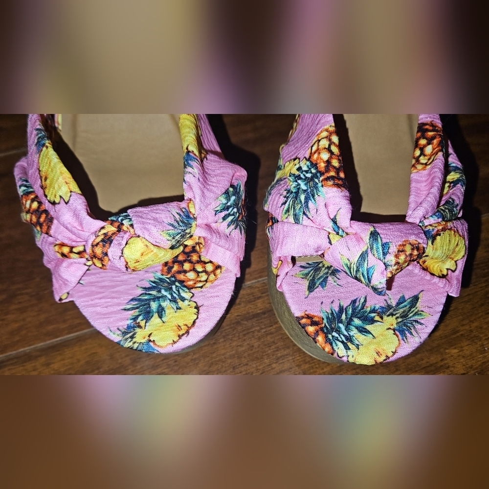 VENUS Tropical Vacation Pineapple Pink Pineapple Wedge Platform Sandals 8.5 - Picture 4 of 14